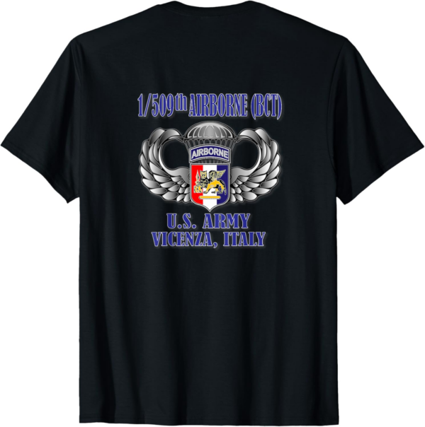 1/509th Airborne (BCT) (Back Design) Unisex-Adults Black Short Sleeve T-Shirt - Image 2